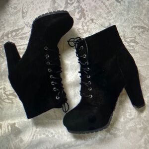 SHEIN Black High-Heel Combat Boots